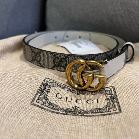 NEW Gucci GG Marmont Supreme GG Logo Thin Belt - Picture 2 of 12